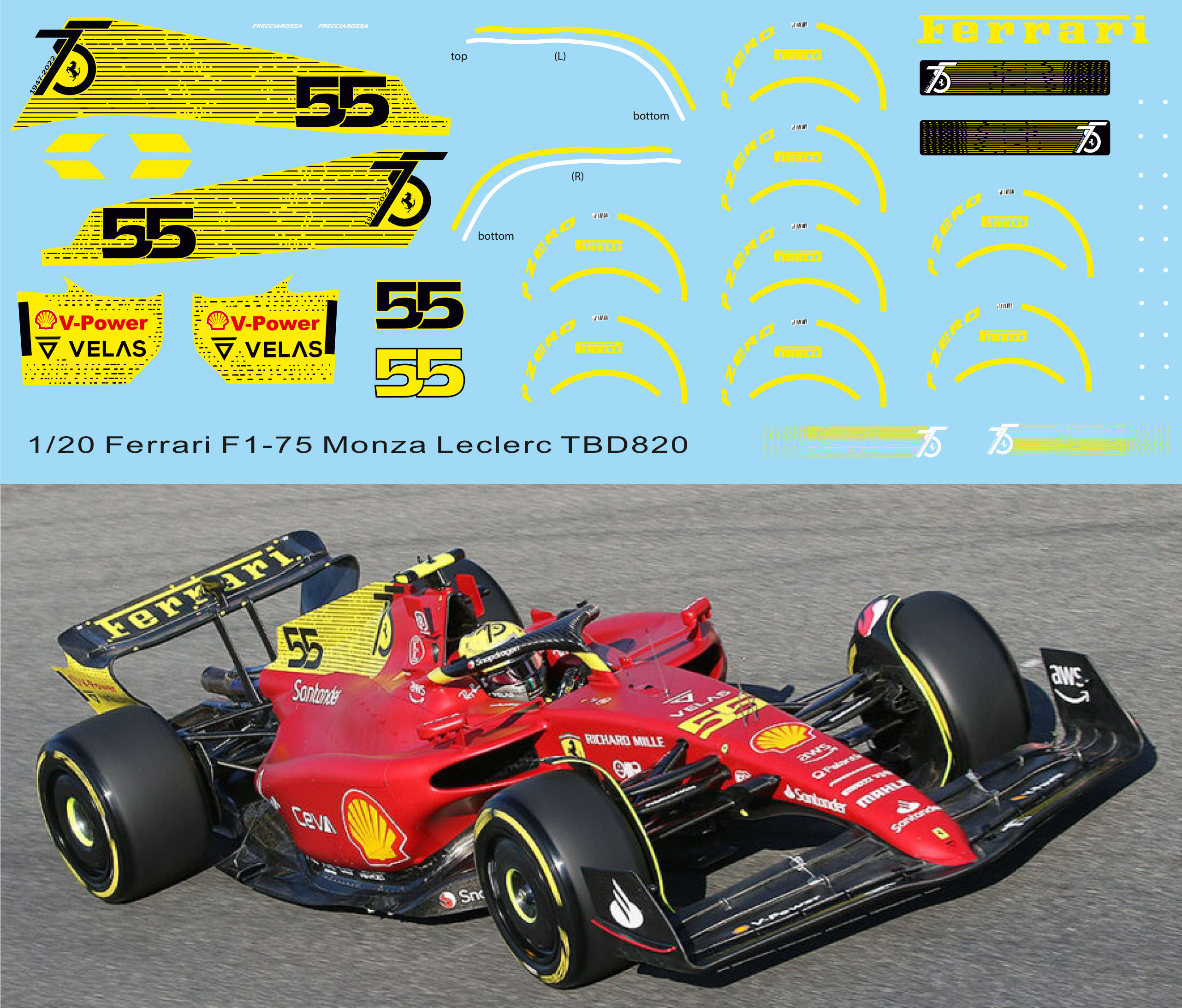 1/20 Decals X Ferrari F1-75  GP Monza 2022 Sainz  (X NewScratch  ) Decal TBD822