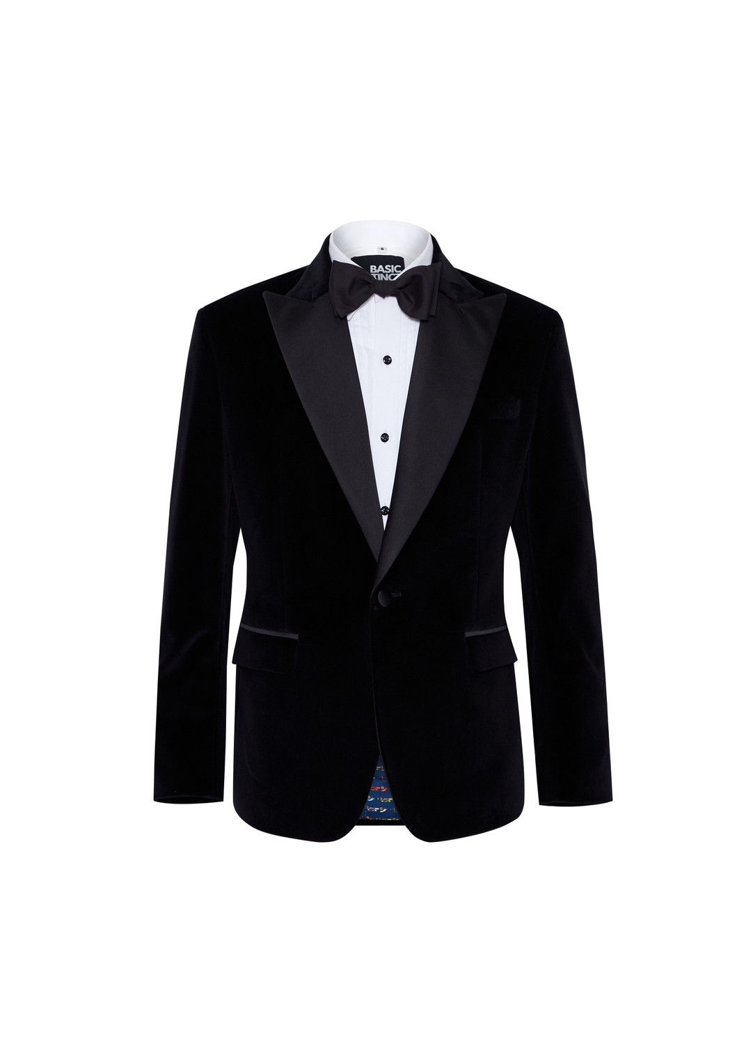 Metal Black Velvet Peak Lapel Single-Breasted Tuxedo