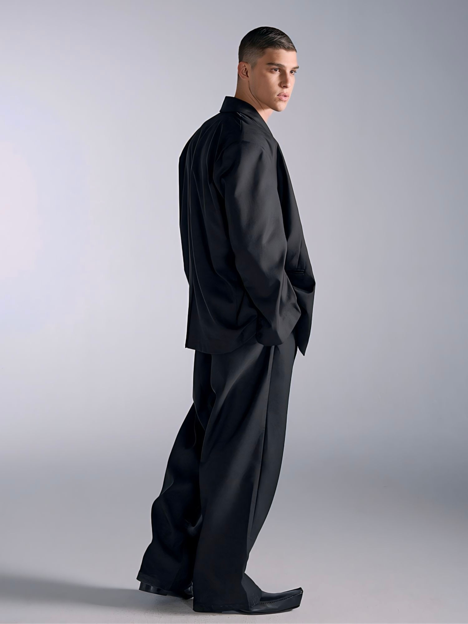 Midnight Noir Double-Breasted Oversized Suit
