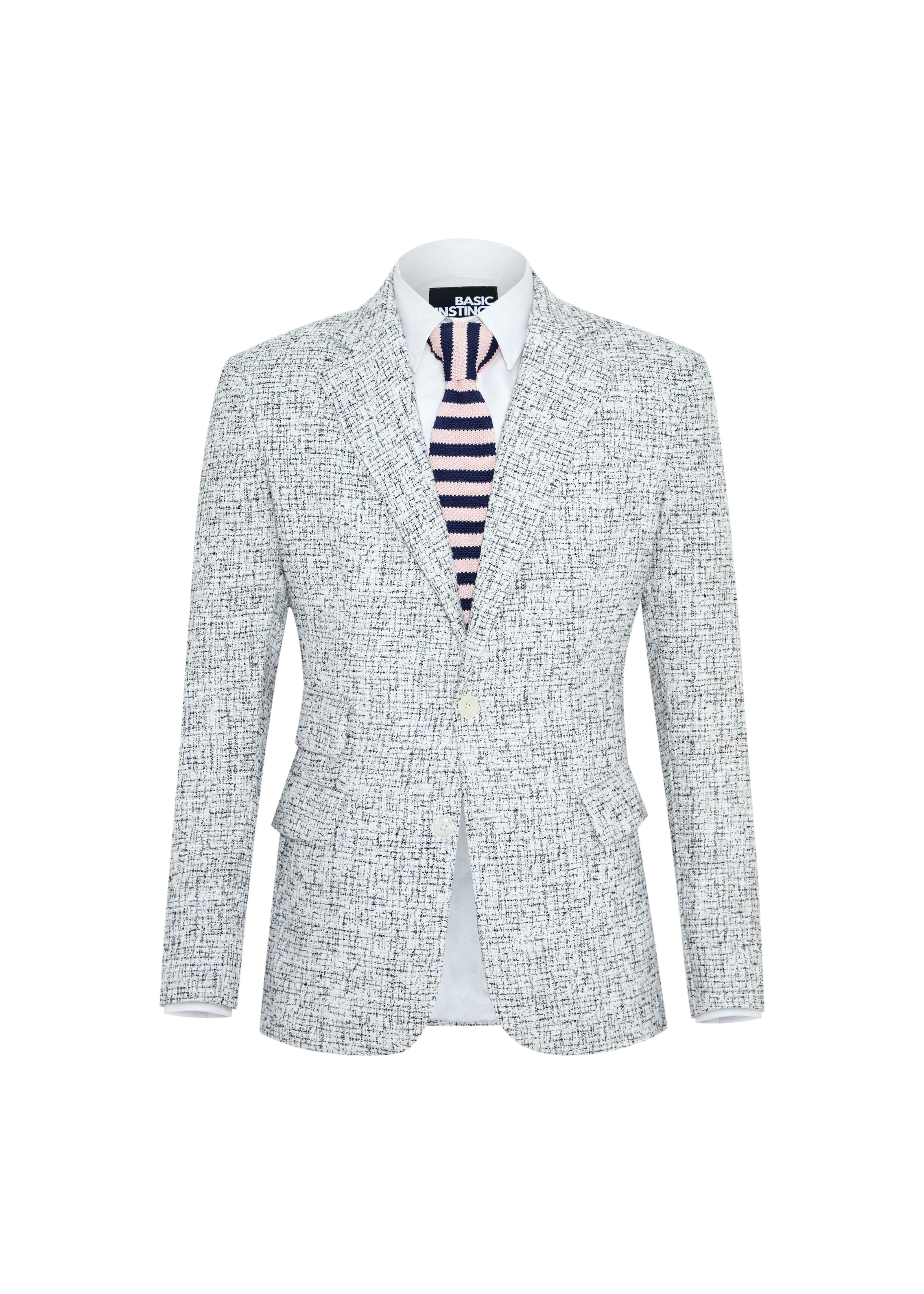 Smoke Gray Tweed Notch Lapel Single-Breasted