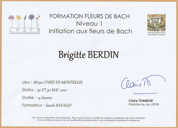 Initiation au fleurs de Bach niveau 1