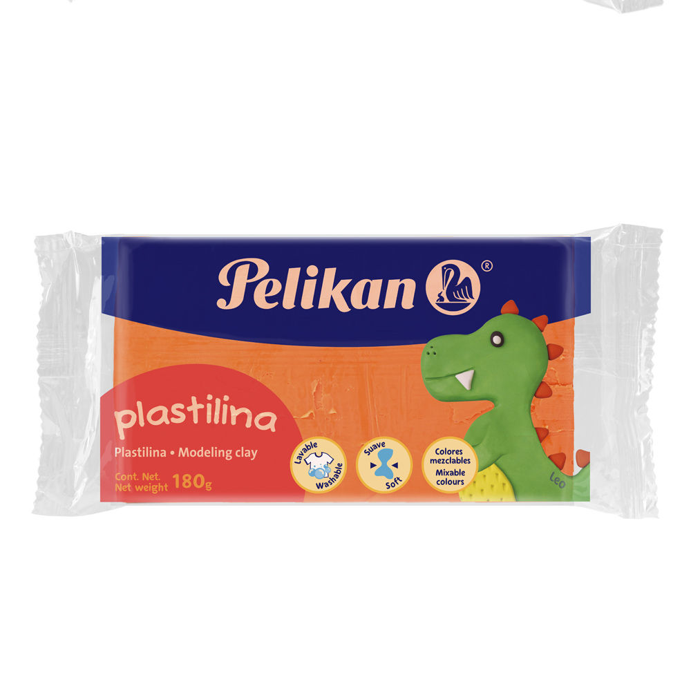PLASTILINA MARQUETA 180GR NARANJA PELIKAN