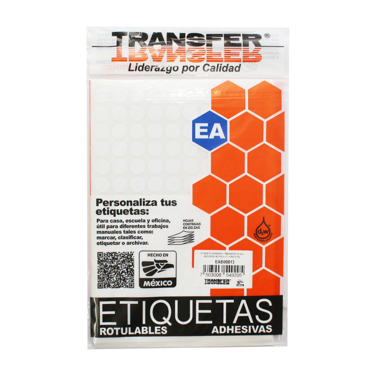 ETIQUETA ADHESIVA REDONDA 13 MM BLANCA C/12 HOJAS / TRANSFER