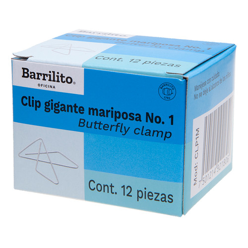 CLIP GIGANTE MARIPOSA NO.1 (6CM) C/12PZ BARRILITO CLP1M | La Cadena