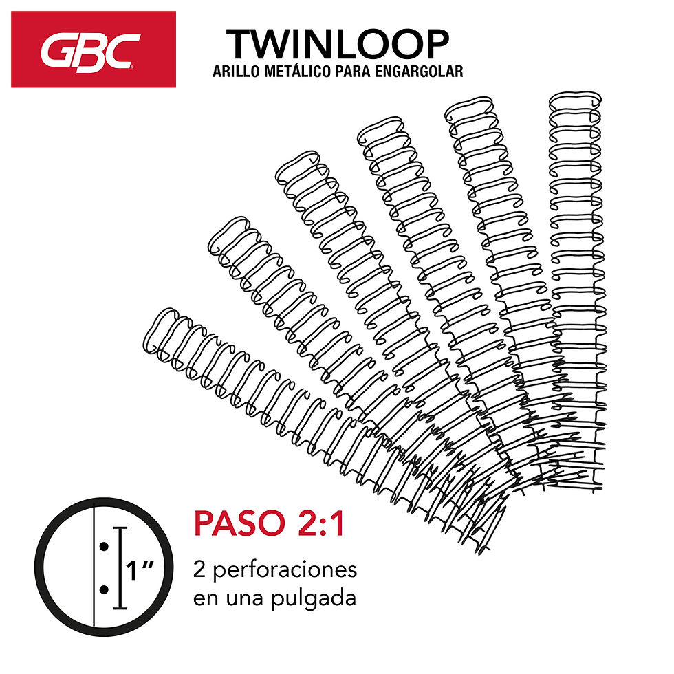 Miniatura: ARILLO DOBLE METÁLICO 7/8" NEGRO 20 PIEZAS TWIN LOOP 2:1 / P7237 / GBC