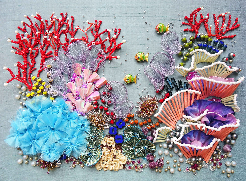 SYD Coral Seascape 2 day Group class. Bead Embroidery with a needle
