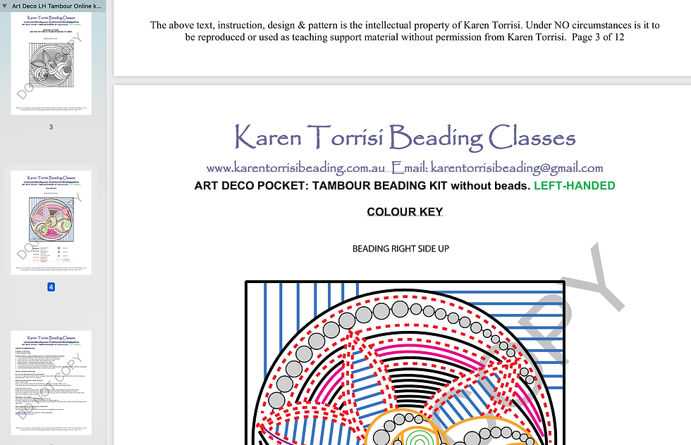 Thumbnail: Art Deco Pocket Tambour Beading: PATTERN & INSTRUCTIONS ONLY No Beads