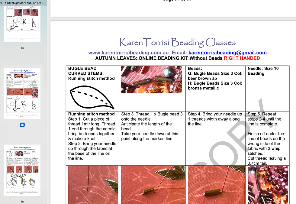 Thumbnail: Autumn Leaves: Beading Embroidery, PATTERN INSTRUCTIONS ONLY, No beads