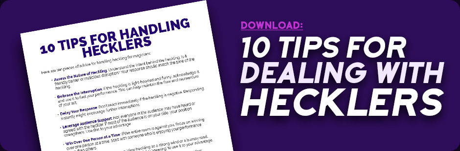 A piece of paper with the headline "10 Tips for Handling Hecklers"
