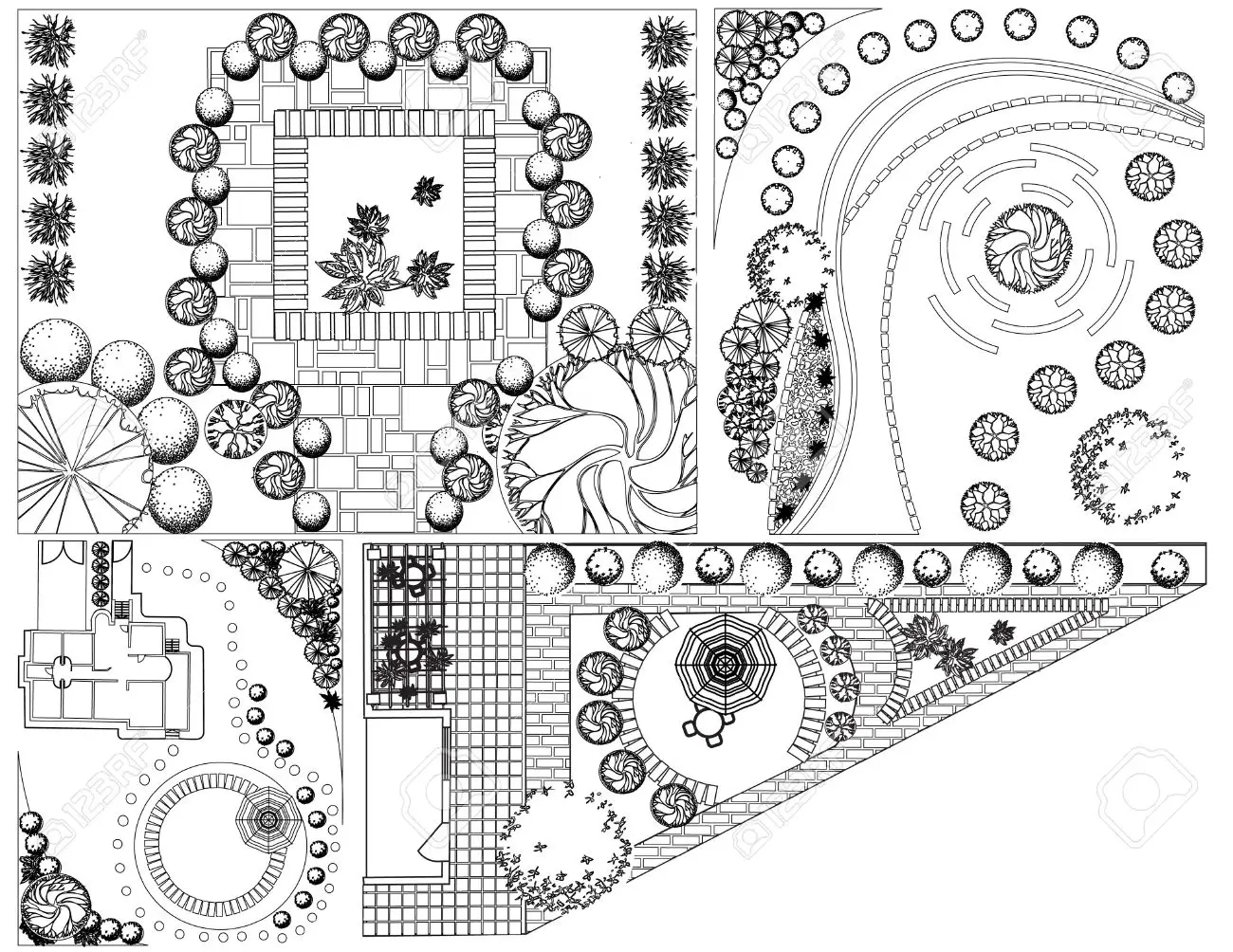 27362423-collections-od-plan-d-aménagement-paysager-avec-des-symboles-cime-des-arbres-en-n