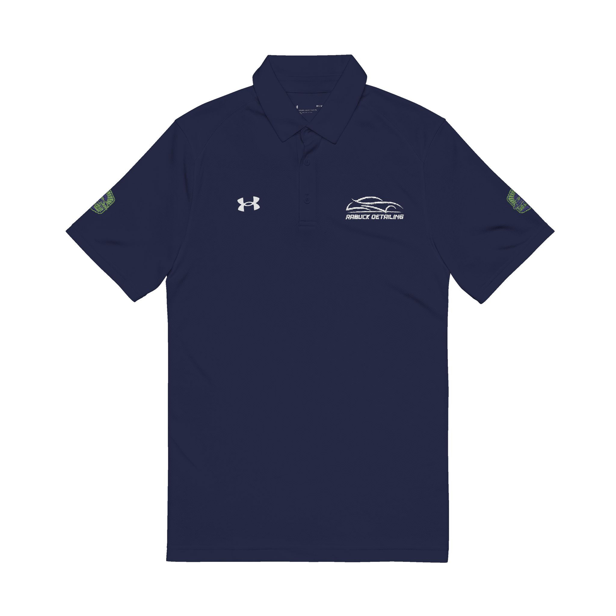 Rabuck Detailing Navy Under Armour Polo – Cars & Coffee Dual Logo Edition