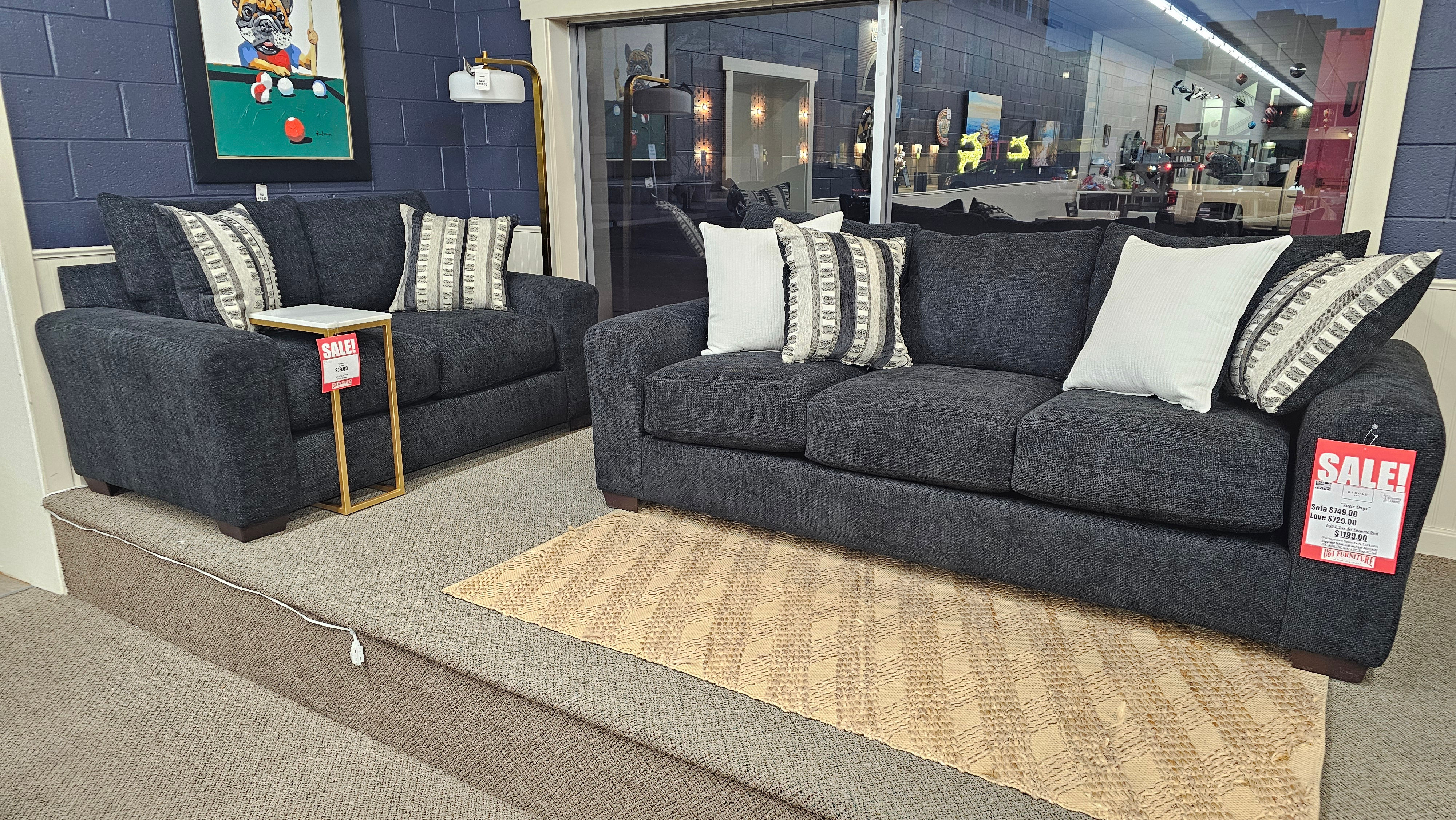 Zazie Onyx Sofa and Love