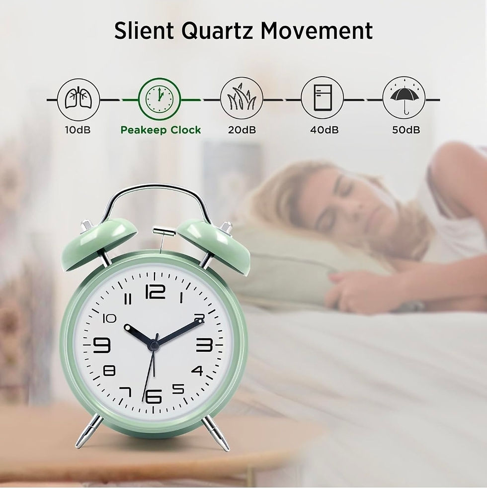 Thumbnail: Vintage Silent Twin Bell Alarm Clock – Mint Green