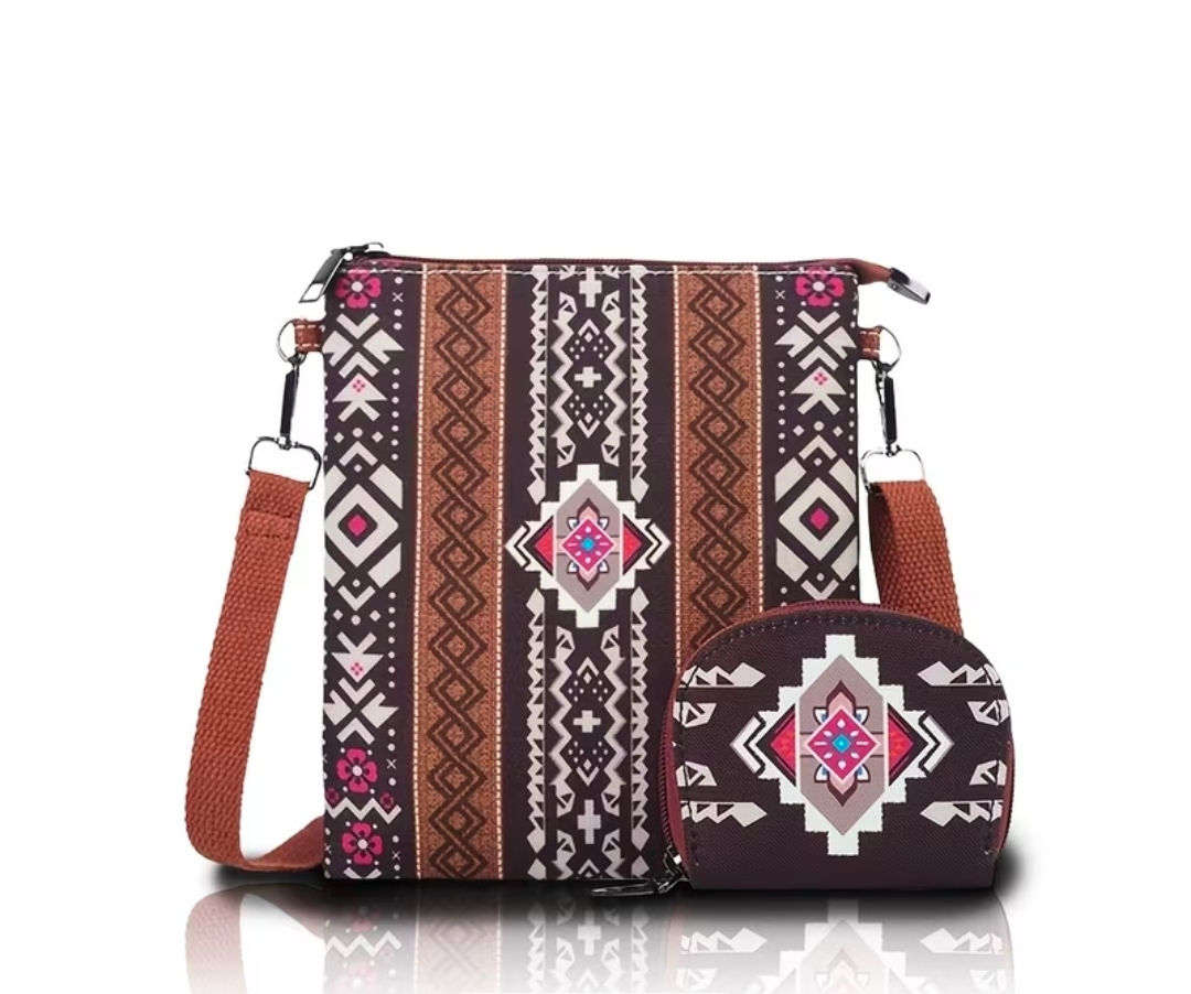 Southwestern Crossbody Bag with Matching Coin Purse