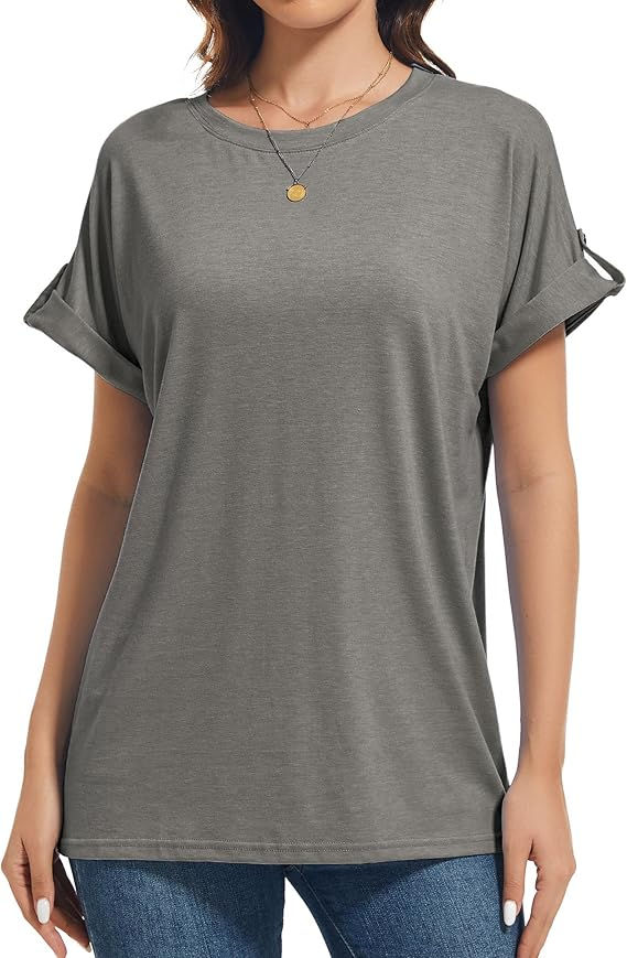 Gray Roll-Tab Sleeve Tee