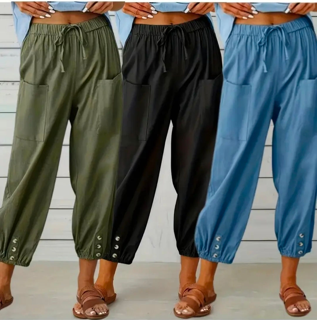 Comfy Chic Button-Accent Jogger Pants
