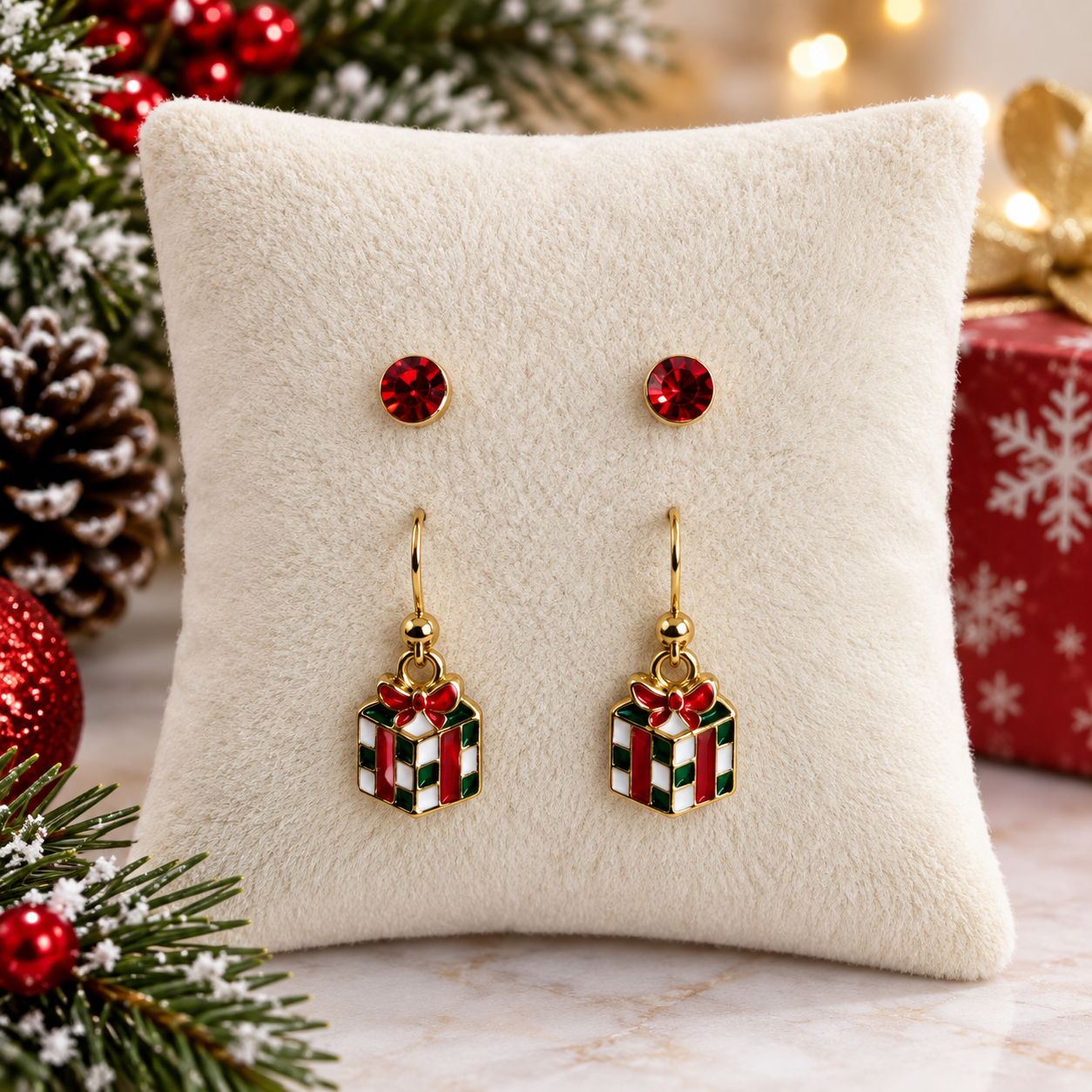 Festive Christmas Gift Earrings Set