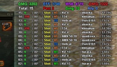 Панель полученного и нанесенного урона с временем переза рядки противника для WoT