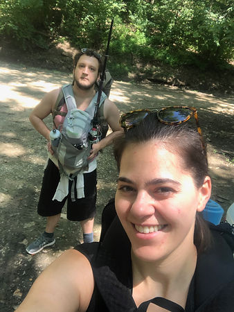 Luke Hanna and Stephanie Wilson Hiking into Charles C Deam Wilderness Area in Hoosier National Forest near Bloomington Indiana