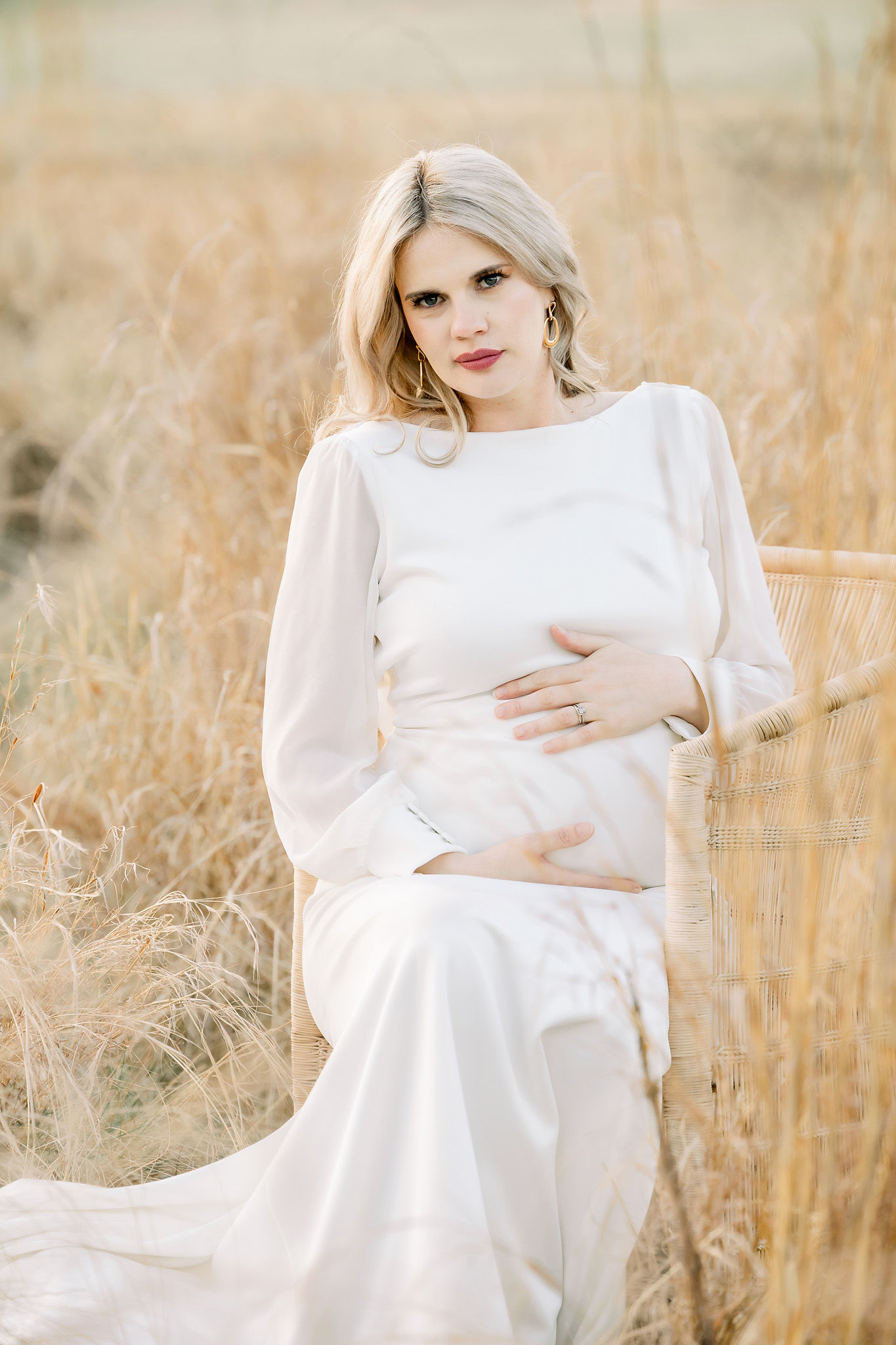 Off white dress with chiffon sleeves and flowy back