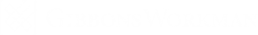 white GibbonsWorkman logo typed out