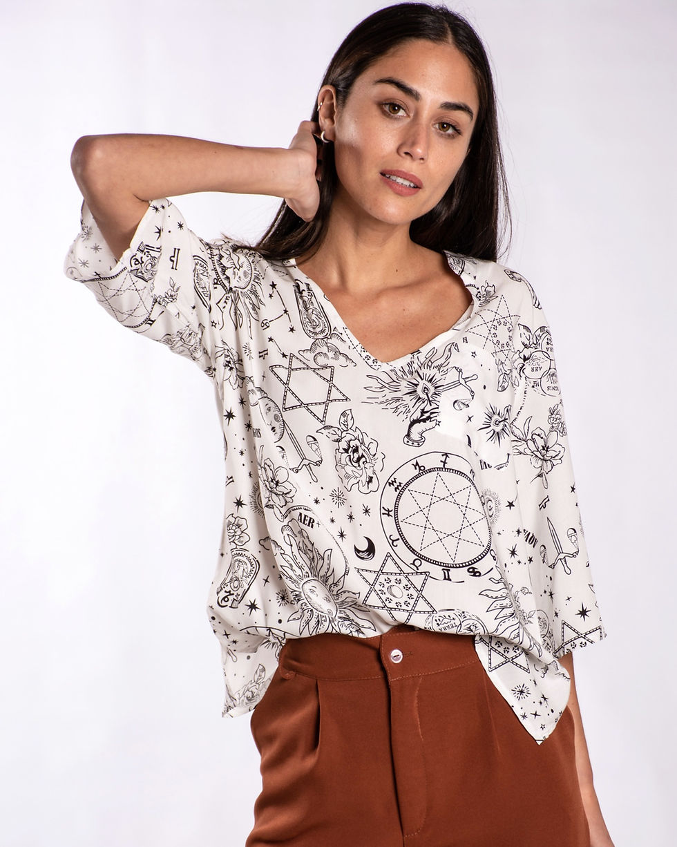 Miniatura: Blusa mao 3/4 Estampada