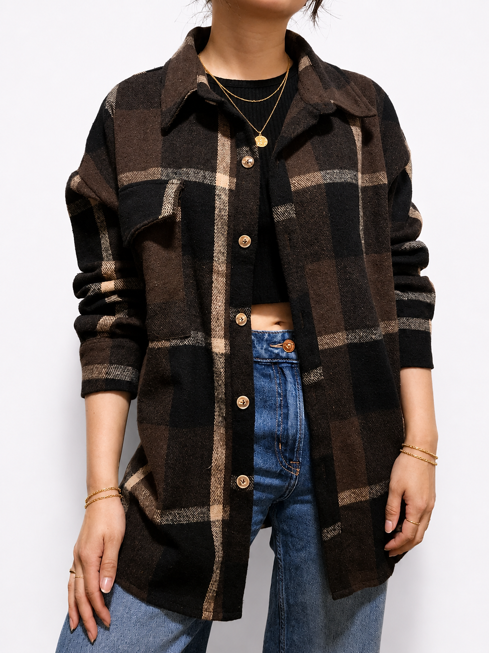 Miniatura: Camisaco Oversize Paño Cuadrille