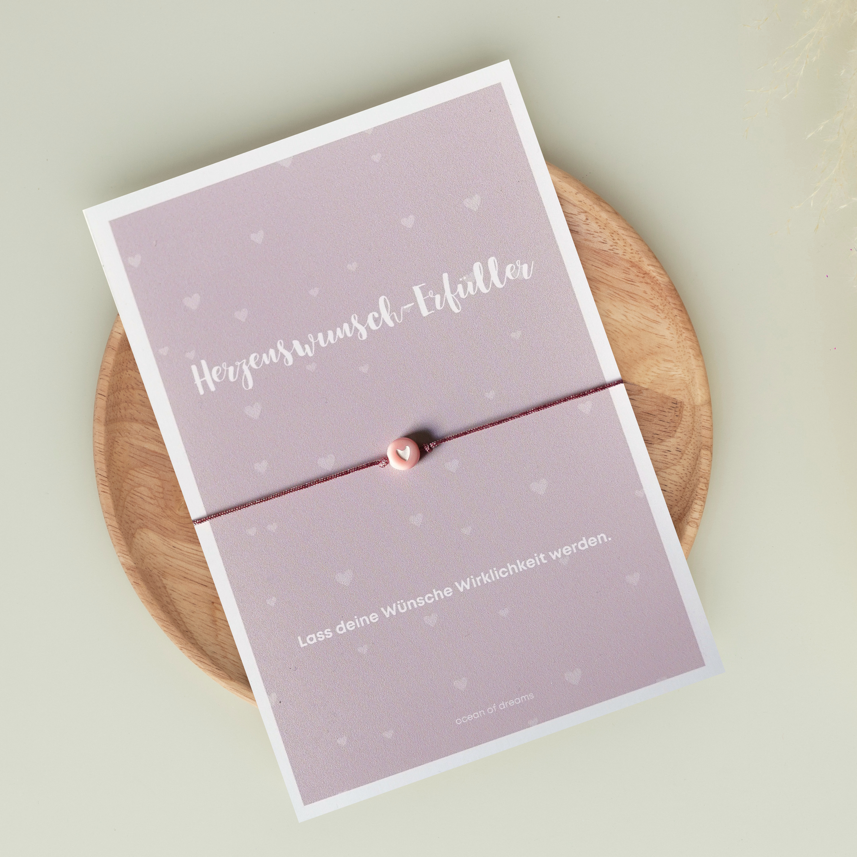 Geschenkkarte mit Makrameearmband "Herzenswunscherfüller"