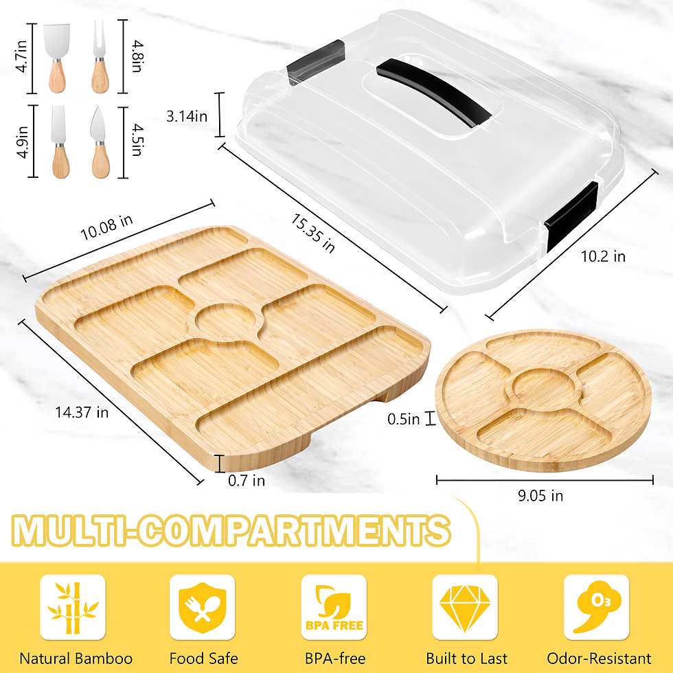 縮圖：Portable Travel Charcuterie Board with Lid, Bamboo Charcuterie Cheese Board with