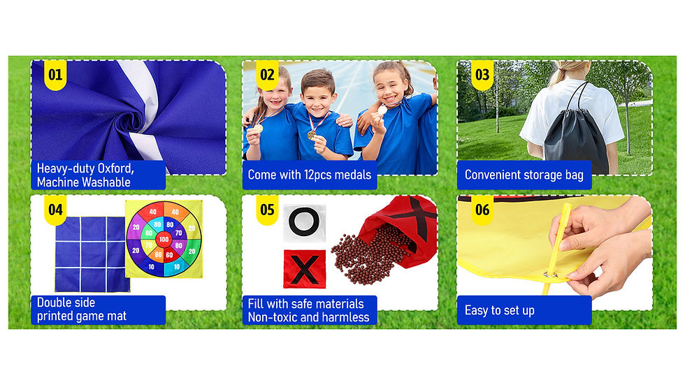 Thumbnail: 2-in-1 Outdoor Giant Tic Tac Toe Bean Bag Toss Games for Kids Adults, 4.5Ft Doub