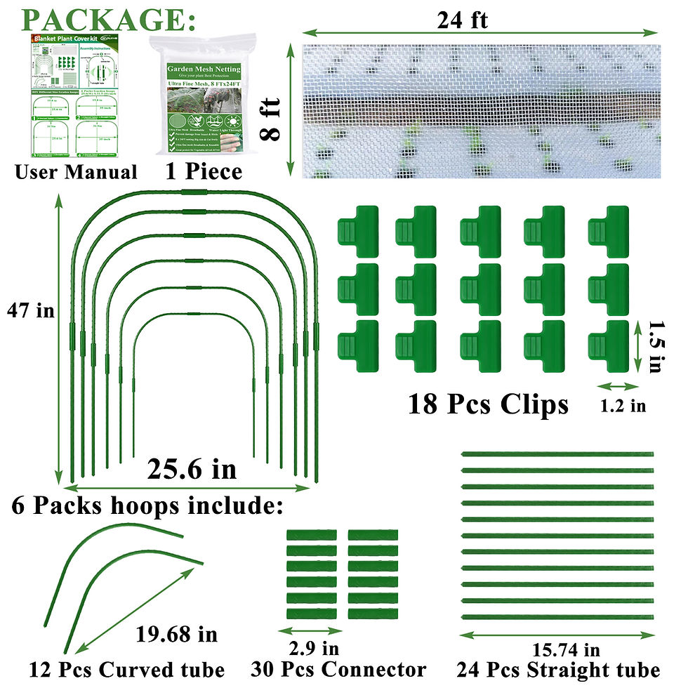 縮圖：Garden Mesh Netting Kit, Plant Covers 8x24Ft Ultra Fine Mesh Netting with 6Pcs G
