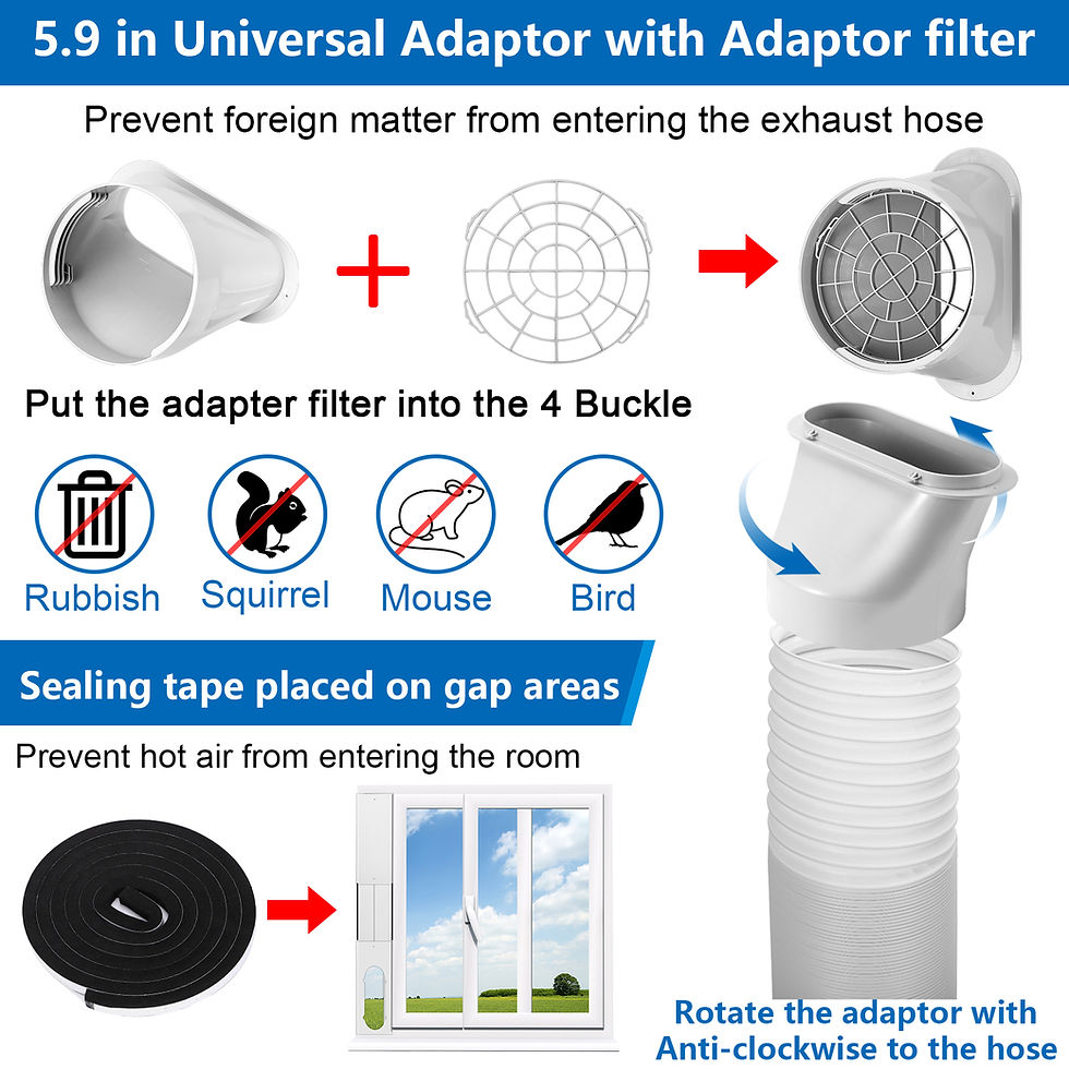 縮圖：Portable Air Conditioner Window Vent Kit with 5.9” Exhaust Hose, Adjustable Slid
