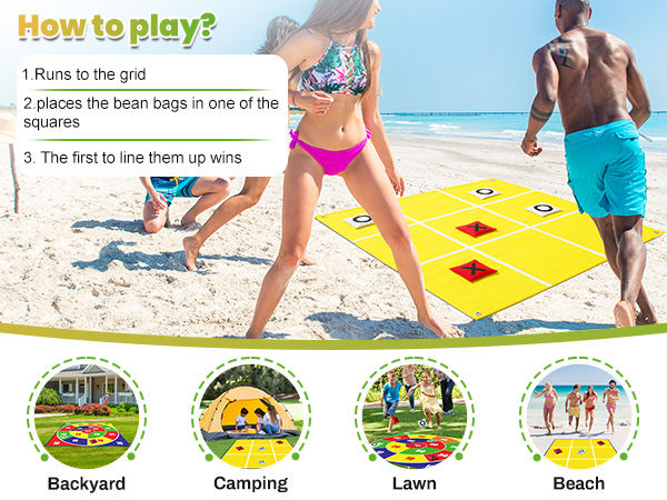 縮圖：2-in-1 Giant Bean Bag Toss & Large Tic Tac Toe Outdoor Games for Kids Adults