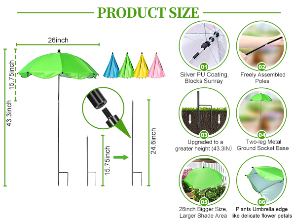 縮圖：4 Pack Plant Umbrellas for Outdoor Plants, 30" Larger Garden Umbrella Sun Shade