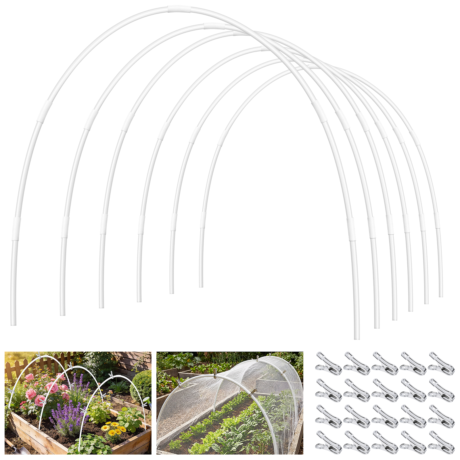 36 Pcs Greenhouse Garden Hoops for Raised Beds Plant Cover Netting