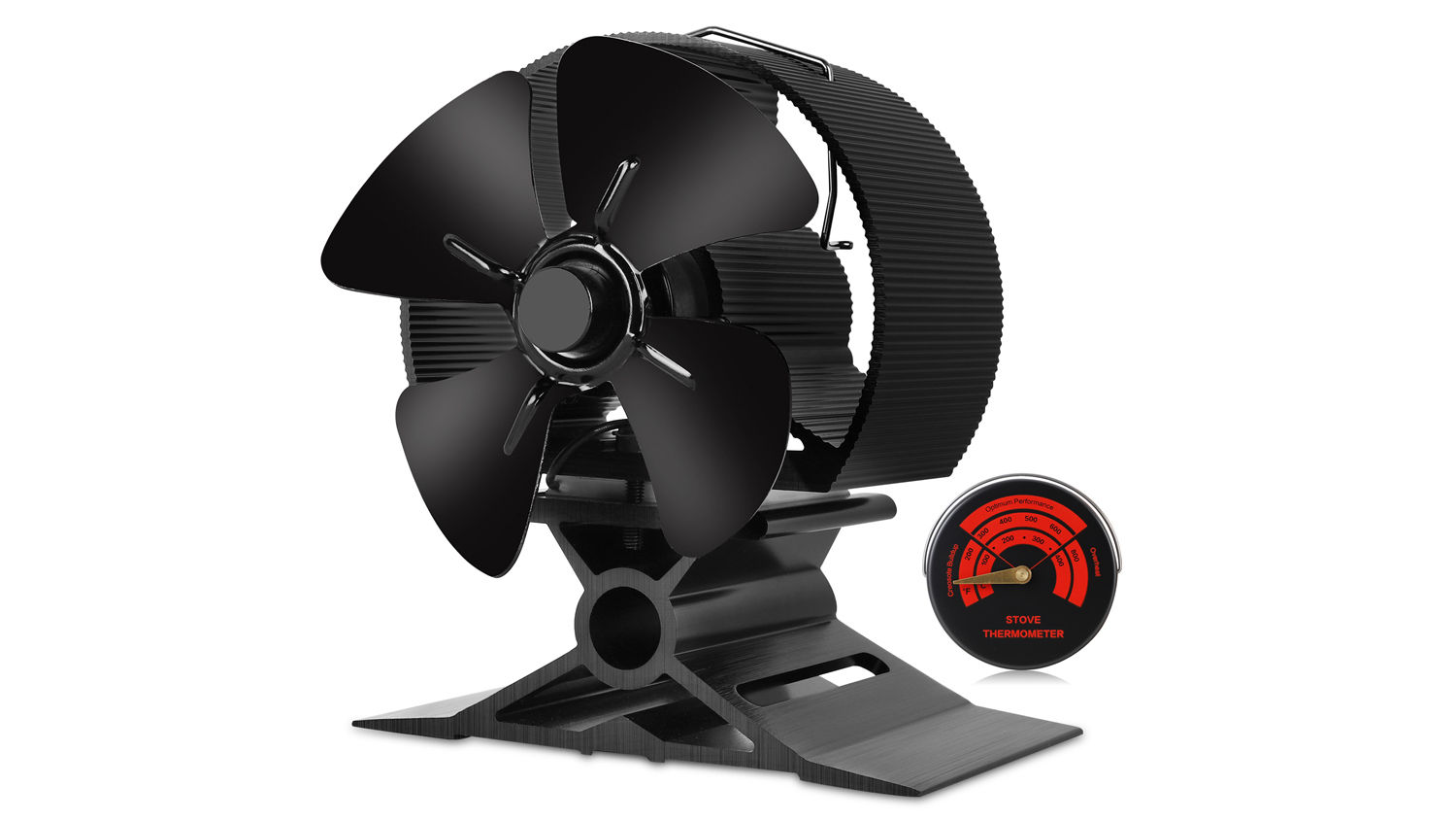Wood Stove Fan-Small Size,4 Blades Silent Operation with Stove Thermometer for W
