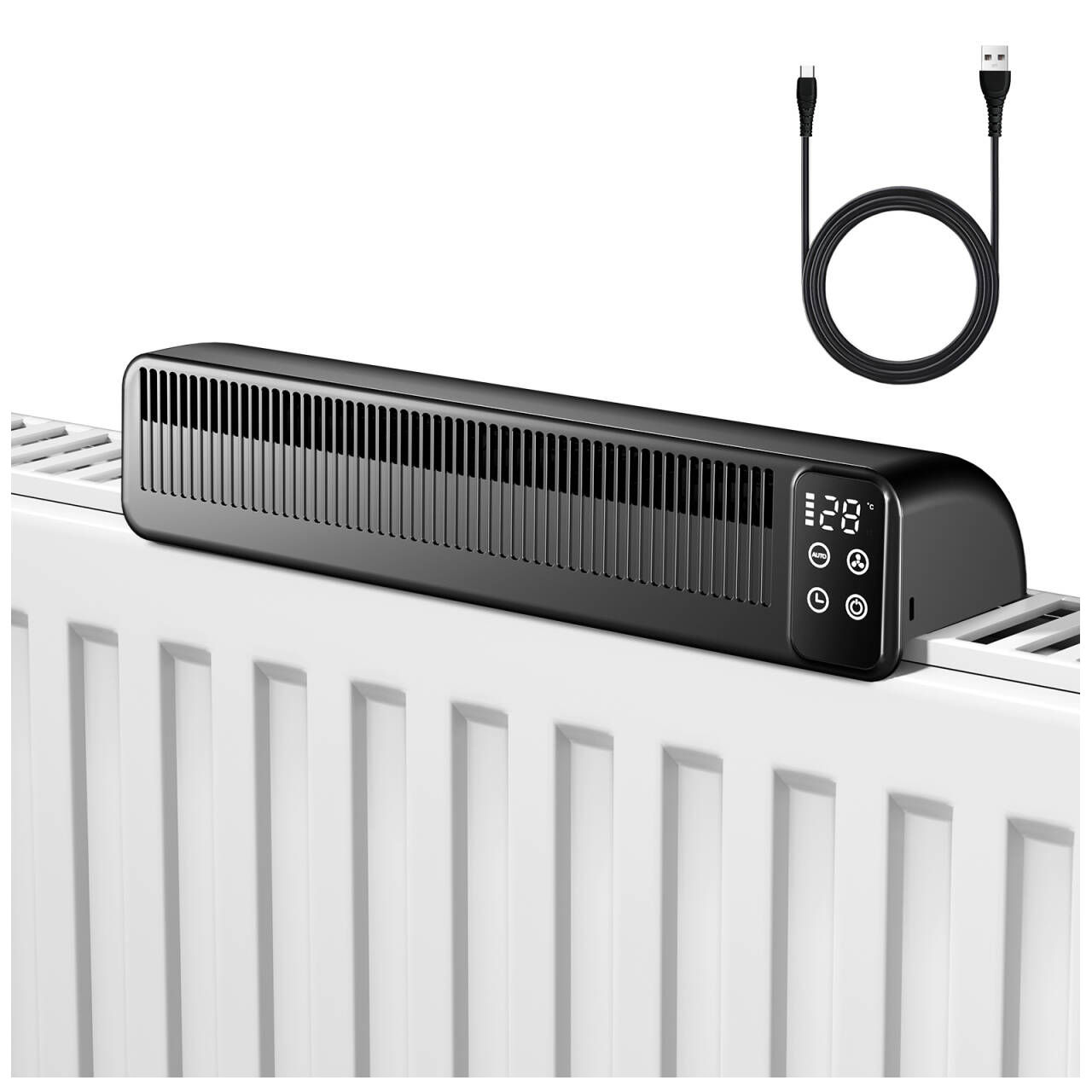 Heizkörper Ventilator (1 Stück, Schwarz)