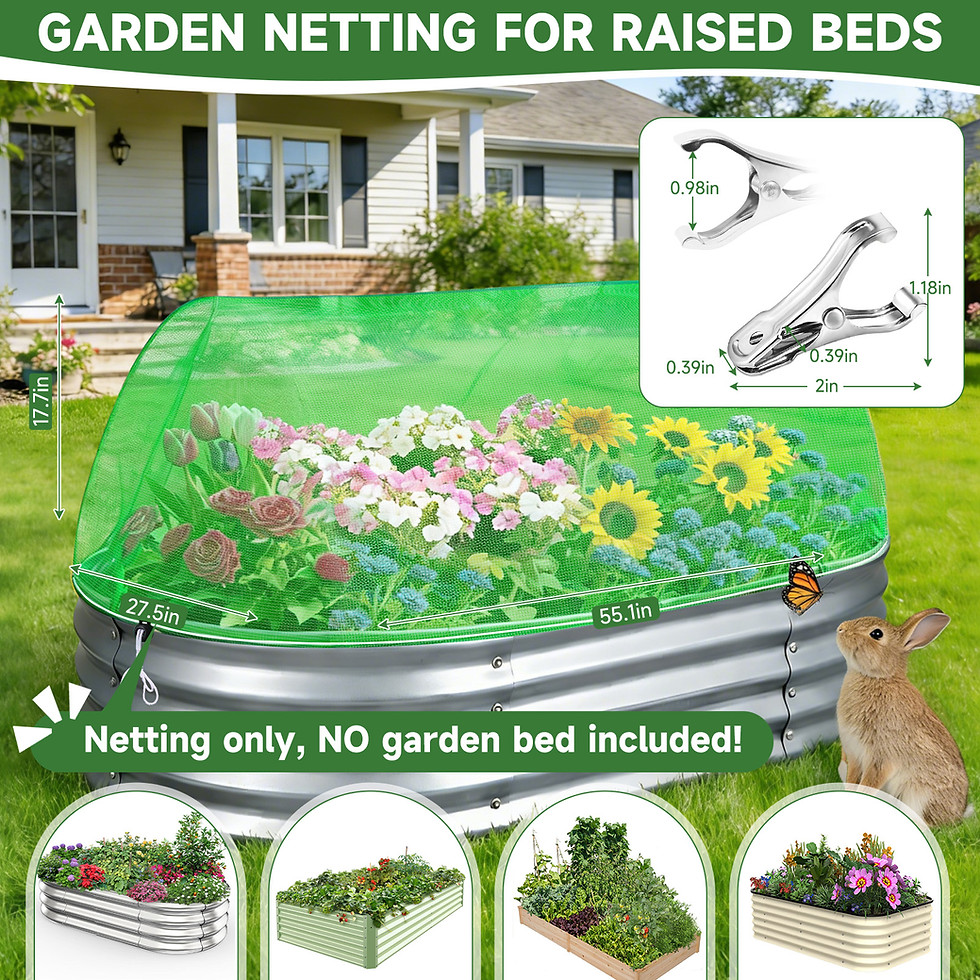 縮圖：2 Pack Garden Netting for Raised Beds, Rectangular Mesh Plant Netting with Draws