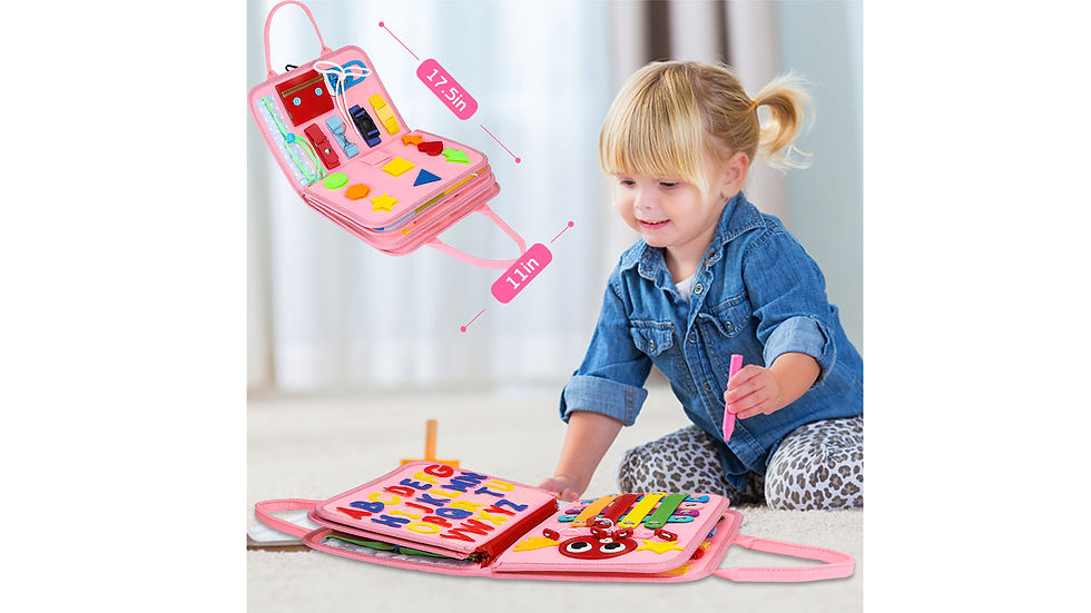 Thumbnail: Esjay Busy Board for Toddlers, Montessori Toys Pink Multiplepages