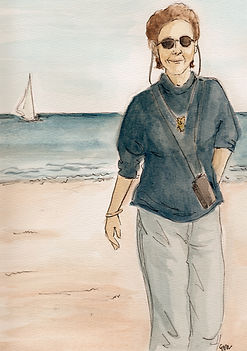 Grandma on the beach painting