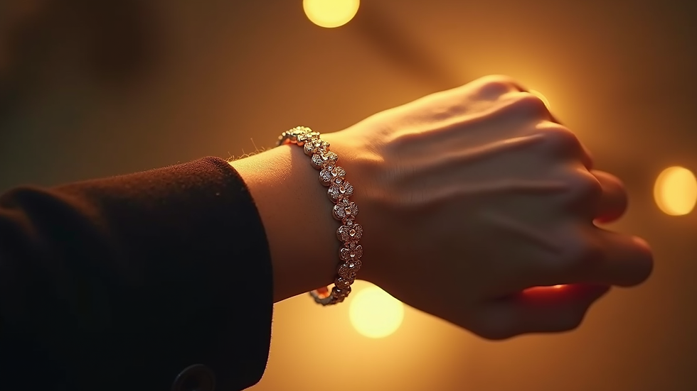 Vue rapprochée d’un poignet portant un bracelet en améthyste sous une lumière douce