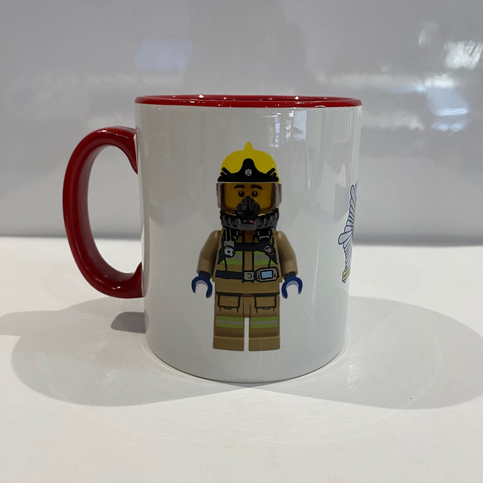 Thumbnail: Personalised Beverage Mug With Novelty Firefighter & Brigade Badge
