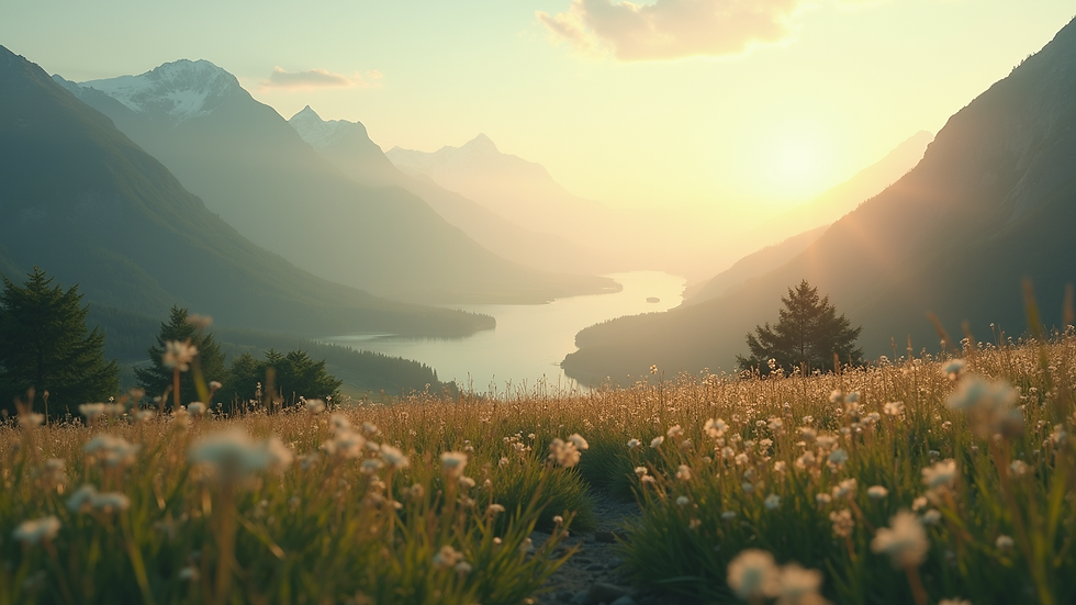 High angle view of a peaceful landscape reflecting tranquility and hope