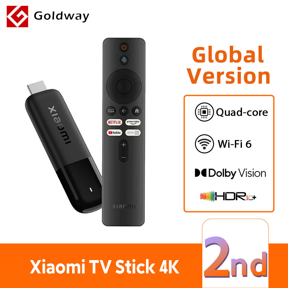 Global Version 2025 Xiaomi TV Stick 4K 2nd Gen 6nm Quad-Core 2GB RAM 8GB ROM Blu