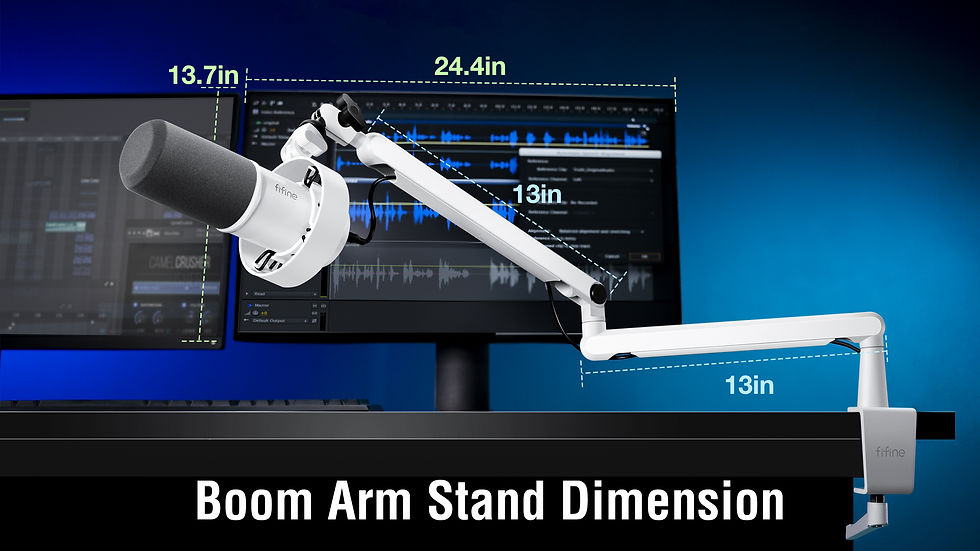 Thumbnail: FIFINE Microphone Boom Arm, Adjustable Low Profile Mic Arm with Desk Mount Clamp