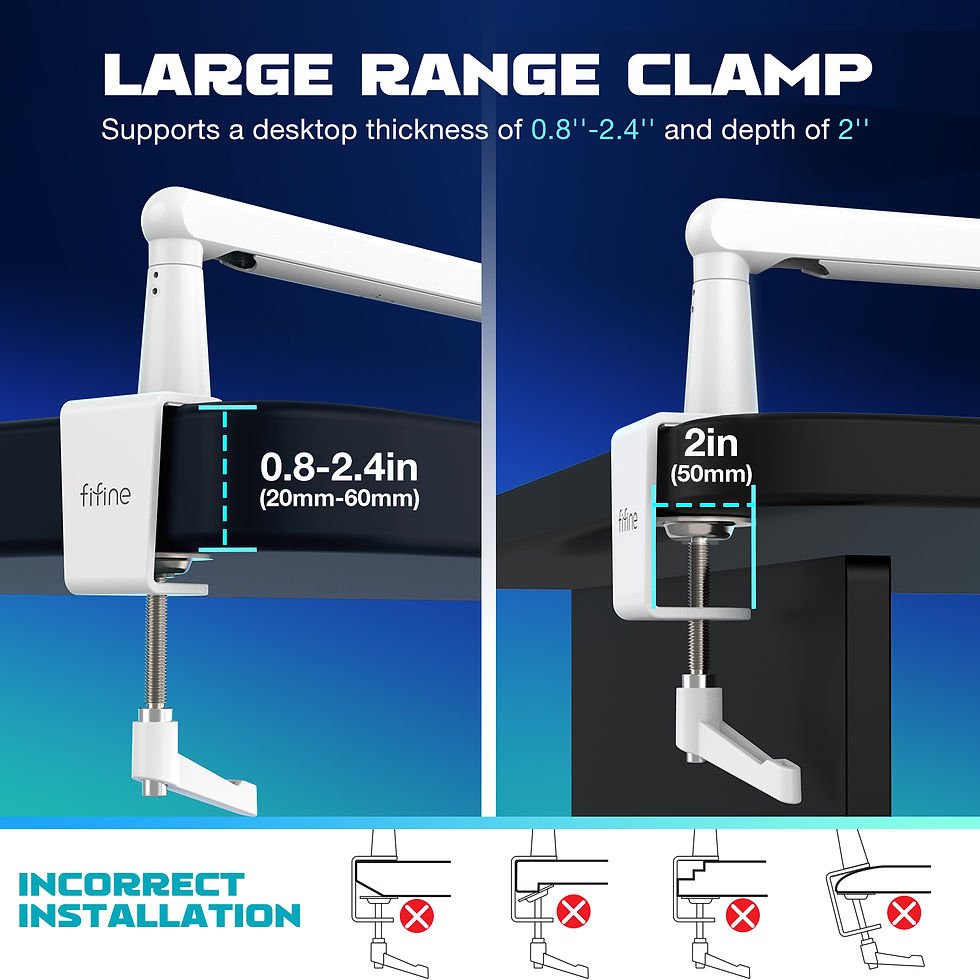 Thumbnail: FIFINE Microphone Boom Arm, Adjustable Low Profile Mic Arm with Desk Mount Clamp