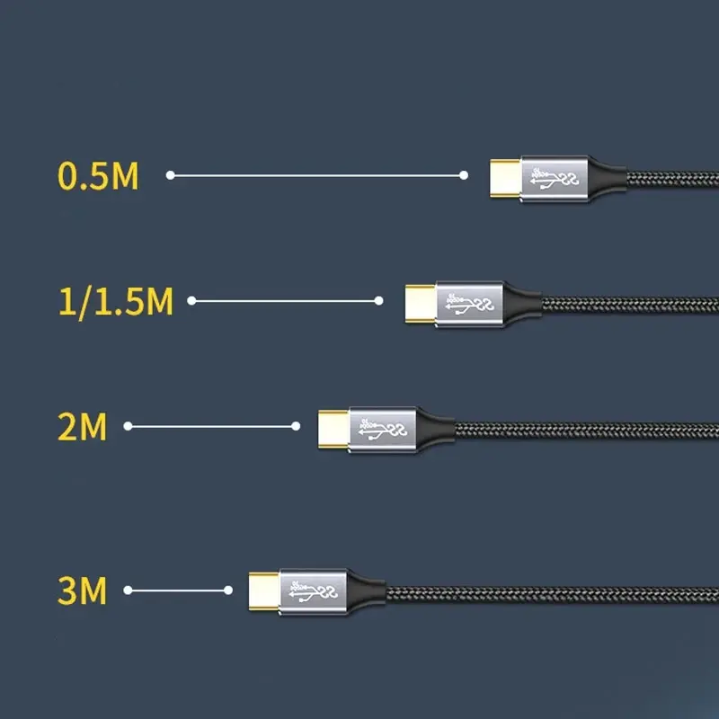 Thumbnail: Gen2 Type-C 3.1 Male To Female Extension Cable 5A 100W USB C Extender Data Line 