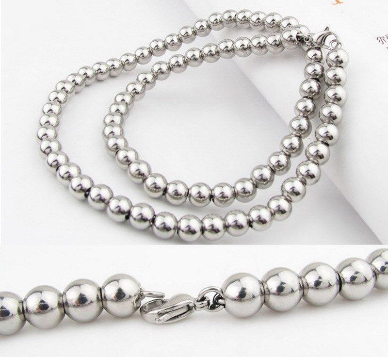 Chapelet à Perles en Acier Inoxydable pour Homme et Femme, 7-40 Pouces, Toute L