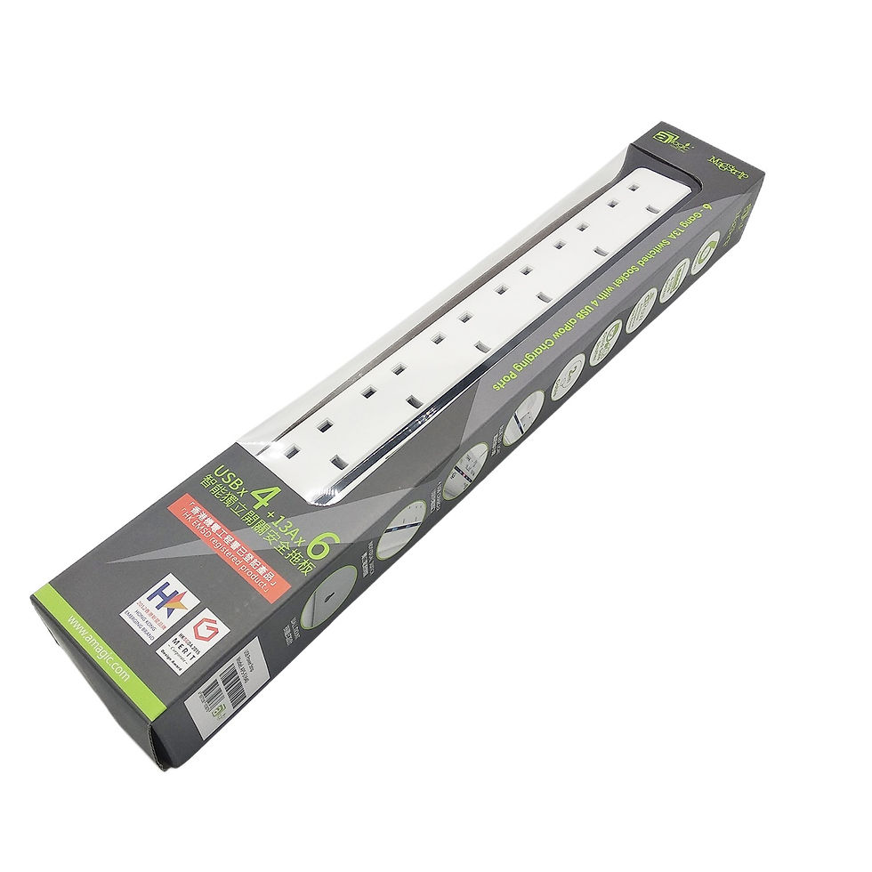 Thumbnail: aMagic 四位/六位13A防雷拖板連四位USB充電 白色 aMagic MagStrip 4/6 Gang 13A Power Bar