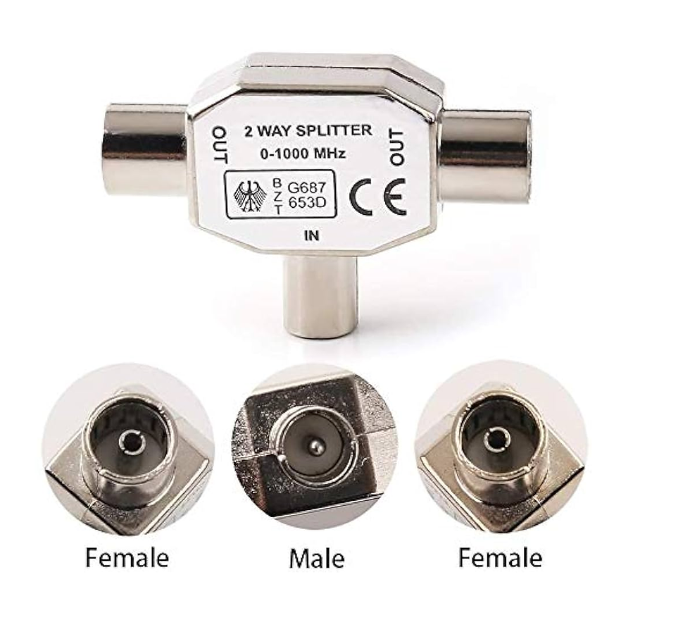 Thumbnail: 有線 電視 金屬 分配器 TV一分二分 線器 轉接插頭 One Point Two Splitter Adapter Plug (Cable TV)